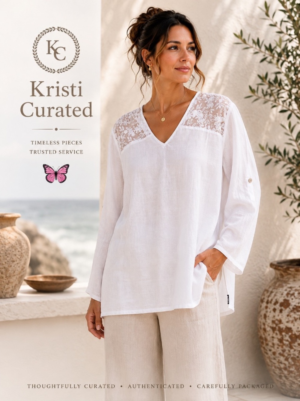 🤍 White Embroidered Cotton Tunic Blouse | 100% Cotton | Made in Turkey